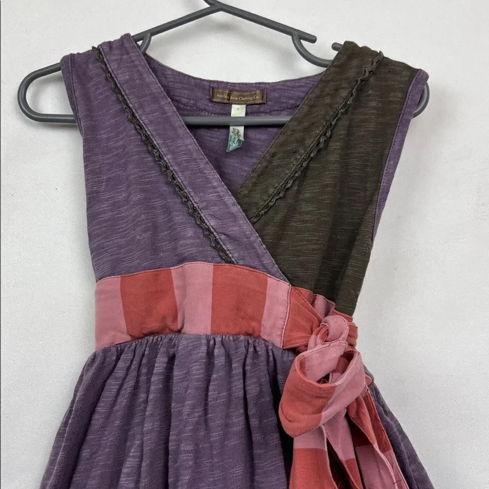 Matilda Jane purple and brown knit wrap top ruffle layer hem dress size 4